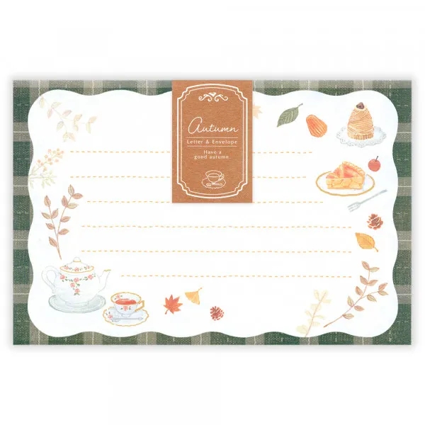 Letter Set chủ đề Autumn | 6 tờ thư + 3 phong bì | Hãng NB Nhật Bản