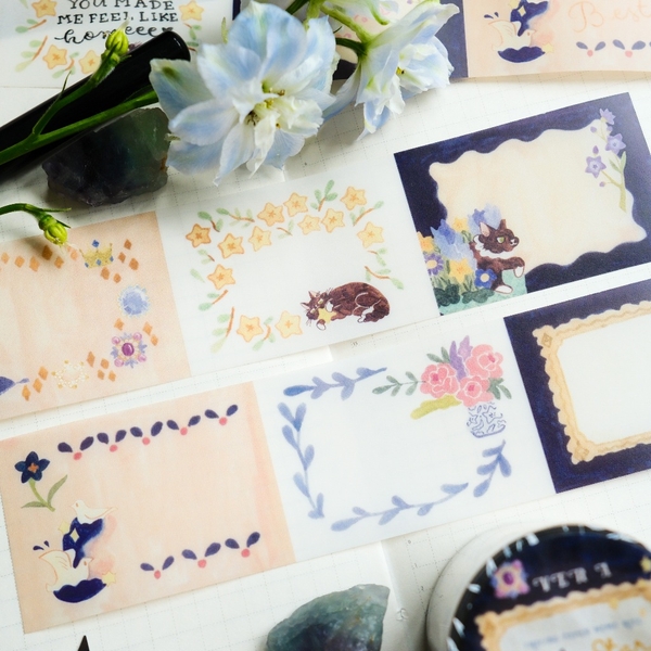 Giấy note cuộn chất Tracing (giấy can) - bế sẵn Cat and Stars Ver A và B | original by teayoushop