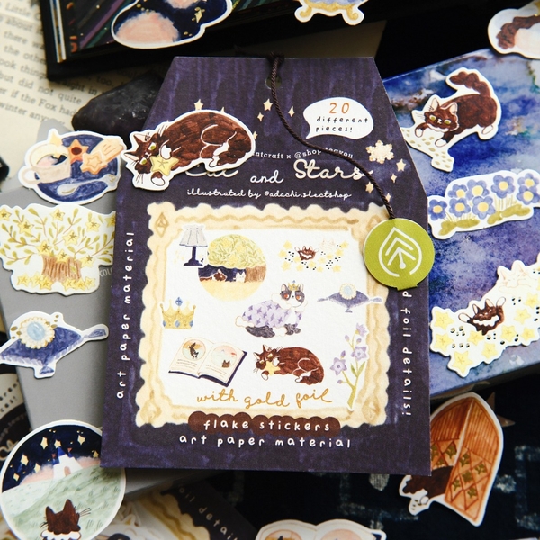 Flake Sticker chất giấy mỹ thuật - có chi tiết nhũ 