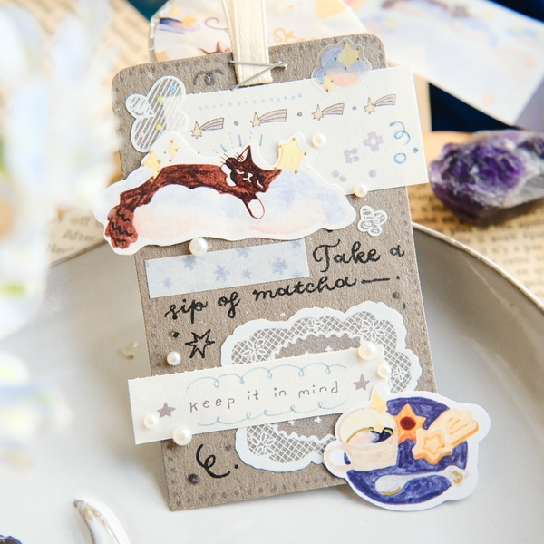Flake Sticker chất giấy mỹ thuật - có chi tiết nhũ 