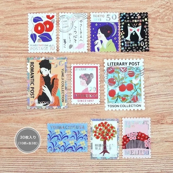 Các mẫu stamp sticker có nhũ/ cán lomo kèm hộp diêm đựng Shinzi Katoh | Chính hãng Nhật Bản