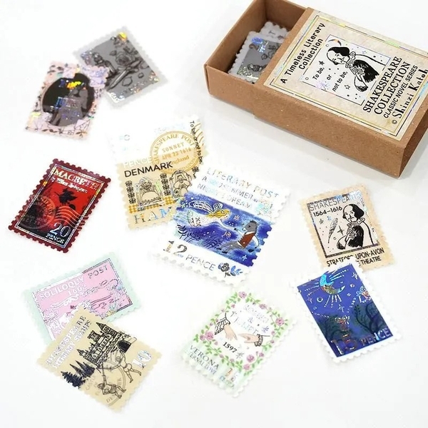 Các mẫu stamp sticker có nhũ/ cán lomo kèm hộp diêm đựng Shinzi Katoh | Chính hãng Nhật Bản