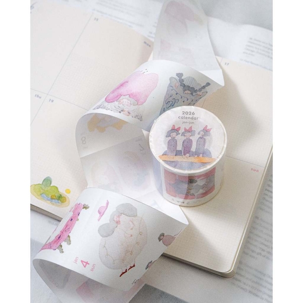[Siêu phẩm] Chiết từng tháng lịch 2026 | Chất washi có đế | Có đường cắt sẵn