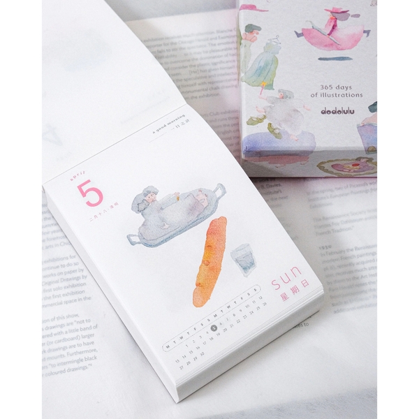 Chiết 1 tháng lịch để bàn 365 ngày năm 2026 Dodolulu with Illustrations & Daily Prompt | Nhập chính hãng