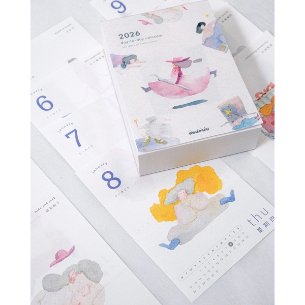 Chiết 1 tháng lịch để bàn 365 ngày năm 2026 Dodolulu with Illustrations & Daily Prompt | Nhập chính hãng