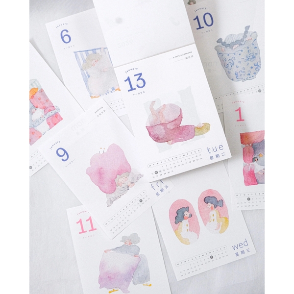 Chiết 1 tháng lịch để bàn 365 ngày năm 2026 Dodolulu with Illustrations & Daily Prompt | Nhập chính hãng