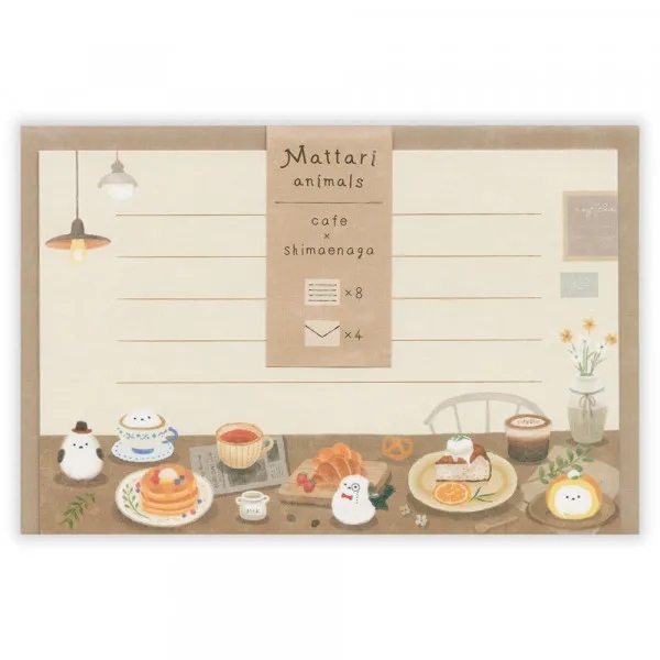 Set giấy viết thư Mini Mattari Animals | 8 giấy thư + 4 phong thư | Hãng NB Nhật Bản