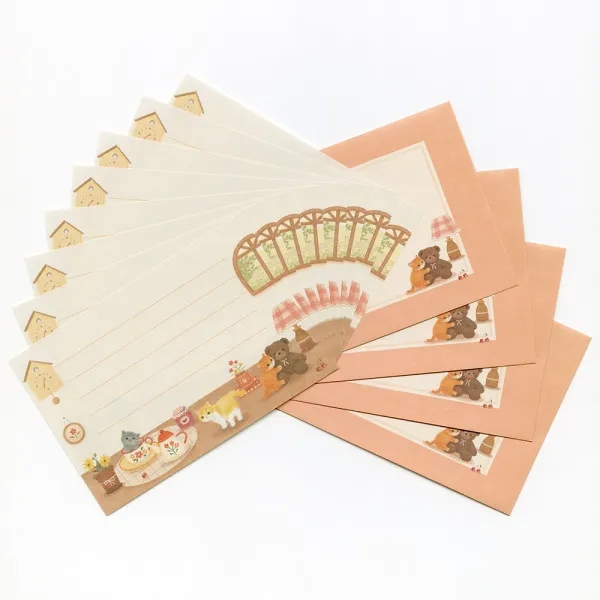 Set giấy viết thư Mini Mattari Animals | 8 giấy thư + 4 phong thư | Hãng NB Nhật Bản