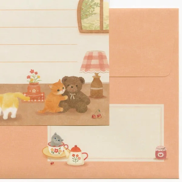 Set giấy viết thư Mini Mattari Animals | 8 giấy thư + 4 phong thư | Hãng NB Nhật Bản
