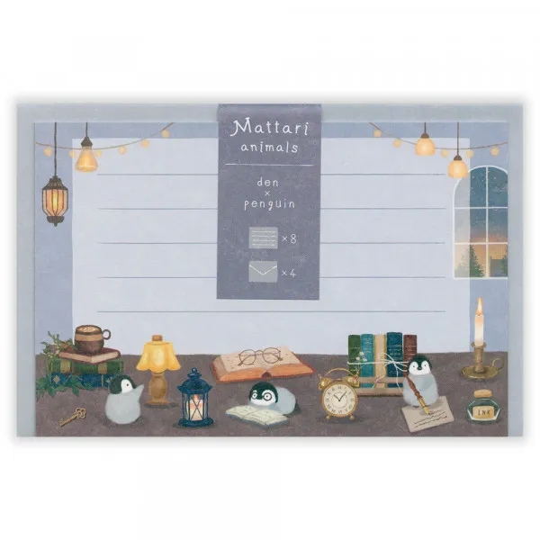 Set giấy viết thư Mini Mattari Animals | 8 giấy thư + 4 phong thư | Hãng NB Nhật Bản
