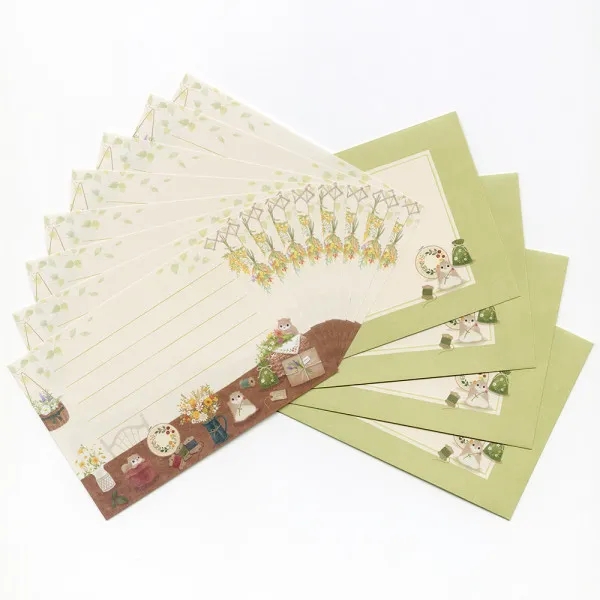 Set giấy viết thư Mini Mattari Animals | 8 giấy thư + 4 phong thư | Hãng NB Nhật Bản