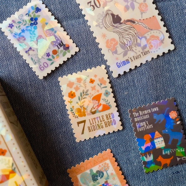 Các mẫu stamp sticker có nhũ/ cán lomo kèm hộp diêm đựng Shinzi Katoh | Chính hãng Nhật Bản