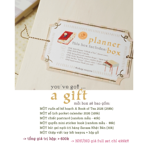 [Set đầy đủ] Planner Box 2026 by teayou | Hộp gỗ + thư tay | Phiên bản giới hạn