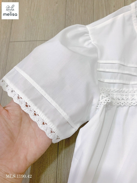 Set bộ Melisa áo trắng, quần sọc - size 2-3y