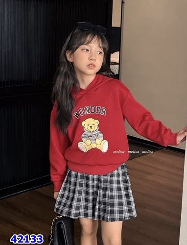 Set váy Melisa đỏ gấu Teddy - size 3-4y