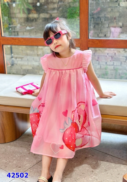 Đầm Sofia hồng gấu dâu