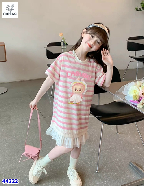 Đầm Melisa sọc hồng Labubu - size 2-3y