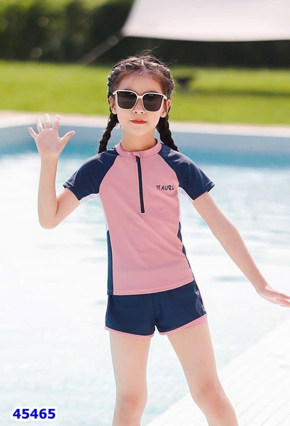 Đồ bơi Ylike hồng tay xanh