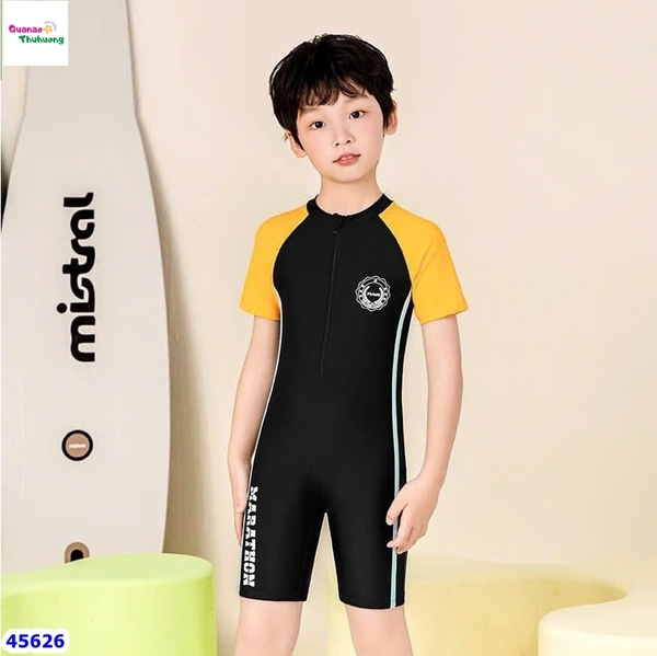 Bộ bơi liền Ylike đen tay vàng