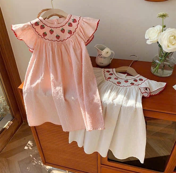 Đầm SaraMin hồng thêu dâu