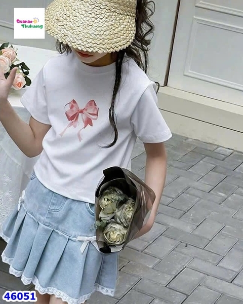 Chân váy Nexxi đính nơ xanh nhạt