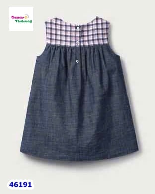 Đầm the Childy xanh cổ viền caro