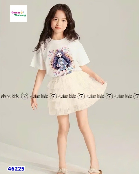 Set váy Elaine áo trắng cô gái