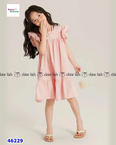 Đầm Elaine hồng tay cánh tiên