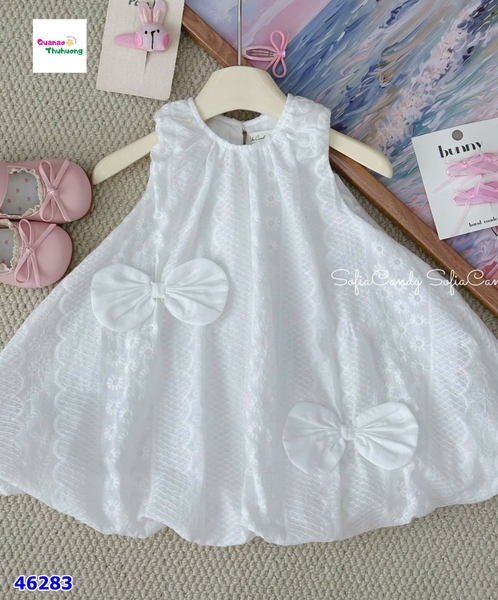Đầm bí Sofia trắng đính nơ