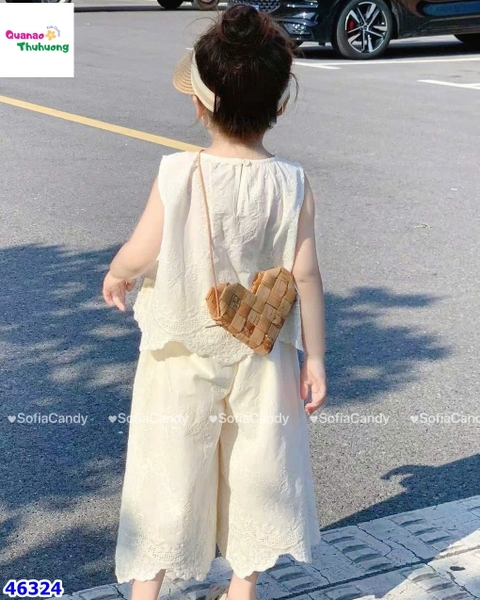 Set bộ dài Sofia trắng thêu hoa