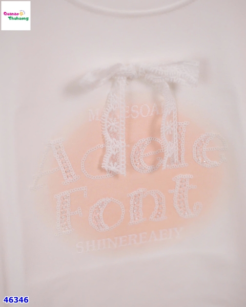 Áo thun NYY trắng Adele đính nơ
