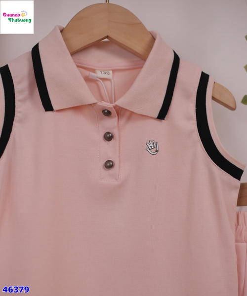 Set váy Polo hồng chữ Hi