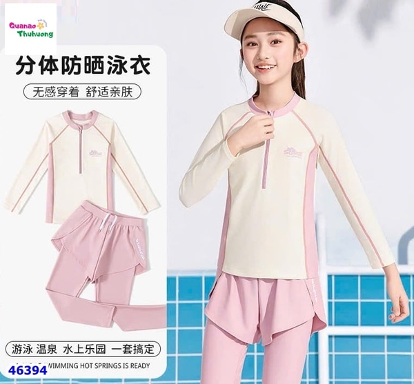 Set đồ bơi dài kem tay tím nhạt Sure