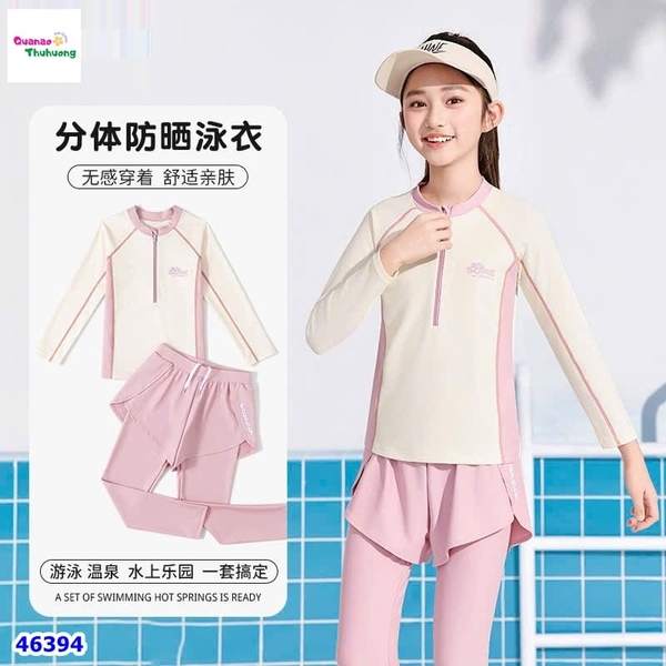 Set đồ bơi dài kem tay tím nhạt Sure