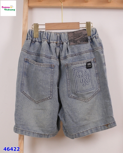 Quần short jean đắp mác da