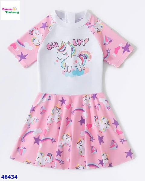 Váy bơi Ylike trắng tay hồng Pony