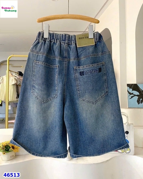 Quần short jean xanh túi