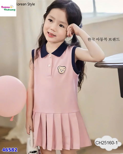 Đầm polo ChoHee hồng in gấu