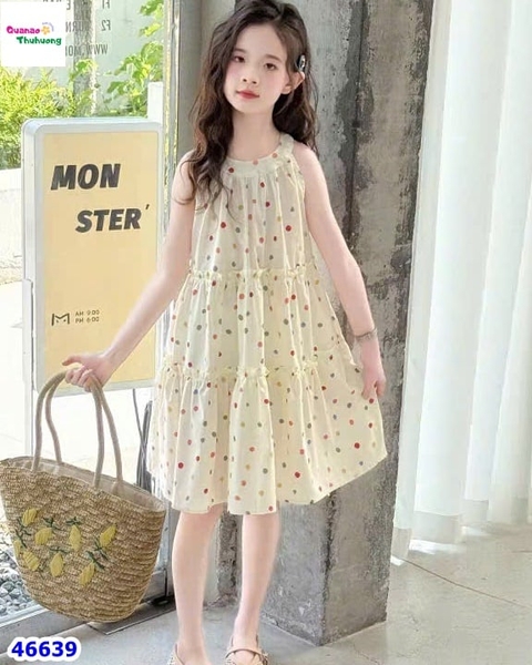 Đầm bi kem chấm bi (tặng nón cói)