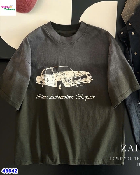 Áo thun xám oto vàng