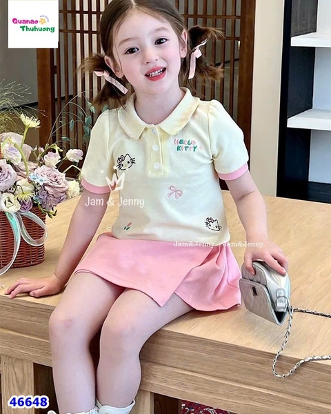 Set J&J vàng Hello Kitty, chân váy hồng