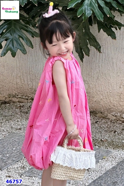 Đầm bí Miakid hồng nơ