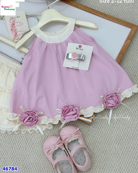 Set Sofia áo yếm hồng