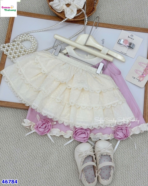 Set Sofia áo yếm hồng