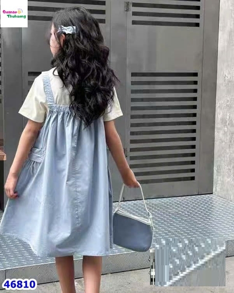 Set đầm yếm xanh, áo trắng MOKW