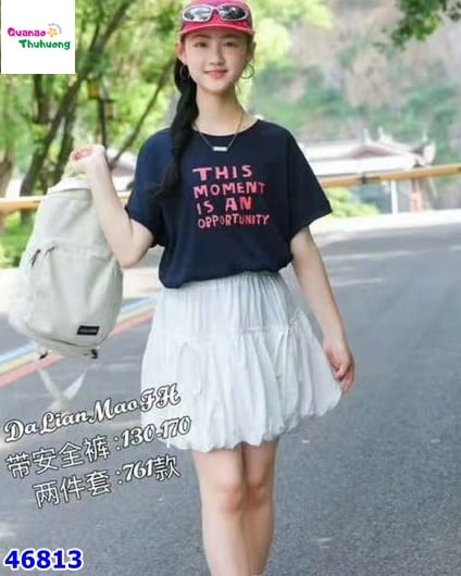 Set áo đen Moment, cv trắng