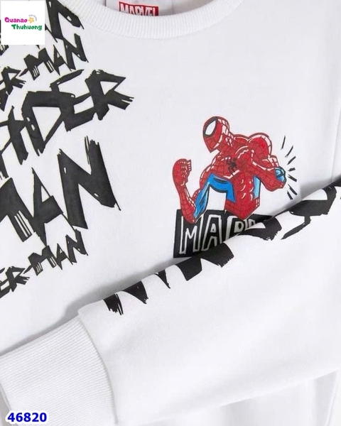 Bộ nỉ Primark trắng Marvel, quần đen