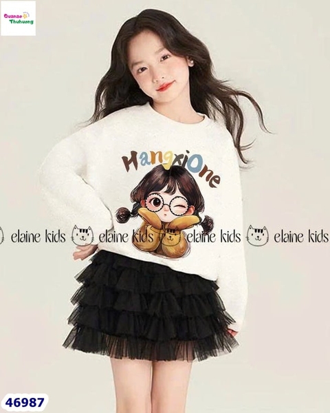 Set Elaine trắng cô gái tóc xù dài tay