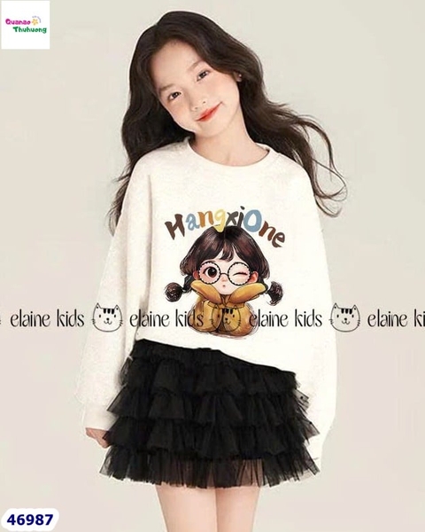 Set Elaine trắng cô gái tóc xù dài tay
