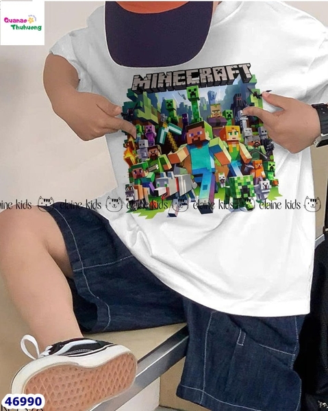 Set Elaine trắng nhiều Minecraft, quần xanh
